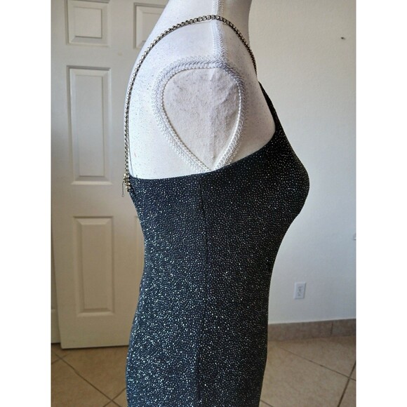 VTG 90s Dave & Johnny Maxi Dress Glitter   Rhinestone Straps 5/6 Formal Evening - Picture 4 of 16